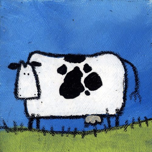 Abstract painting of a cow.