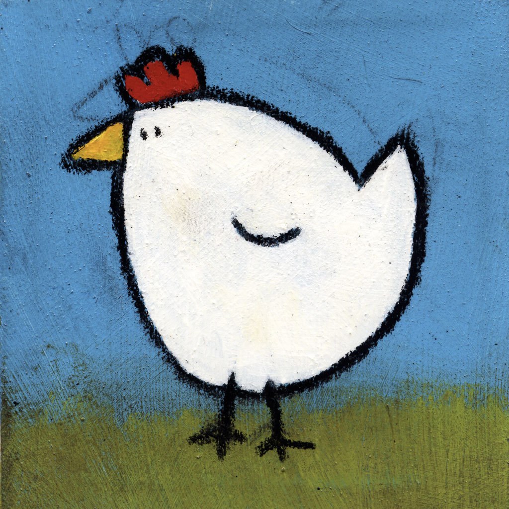 Abstract painting of a chicken.